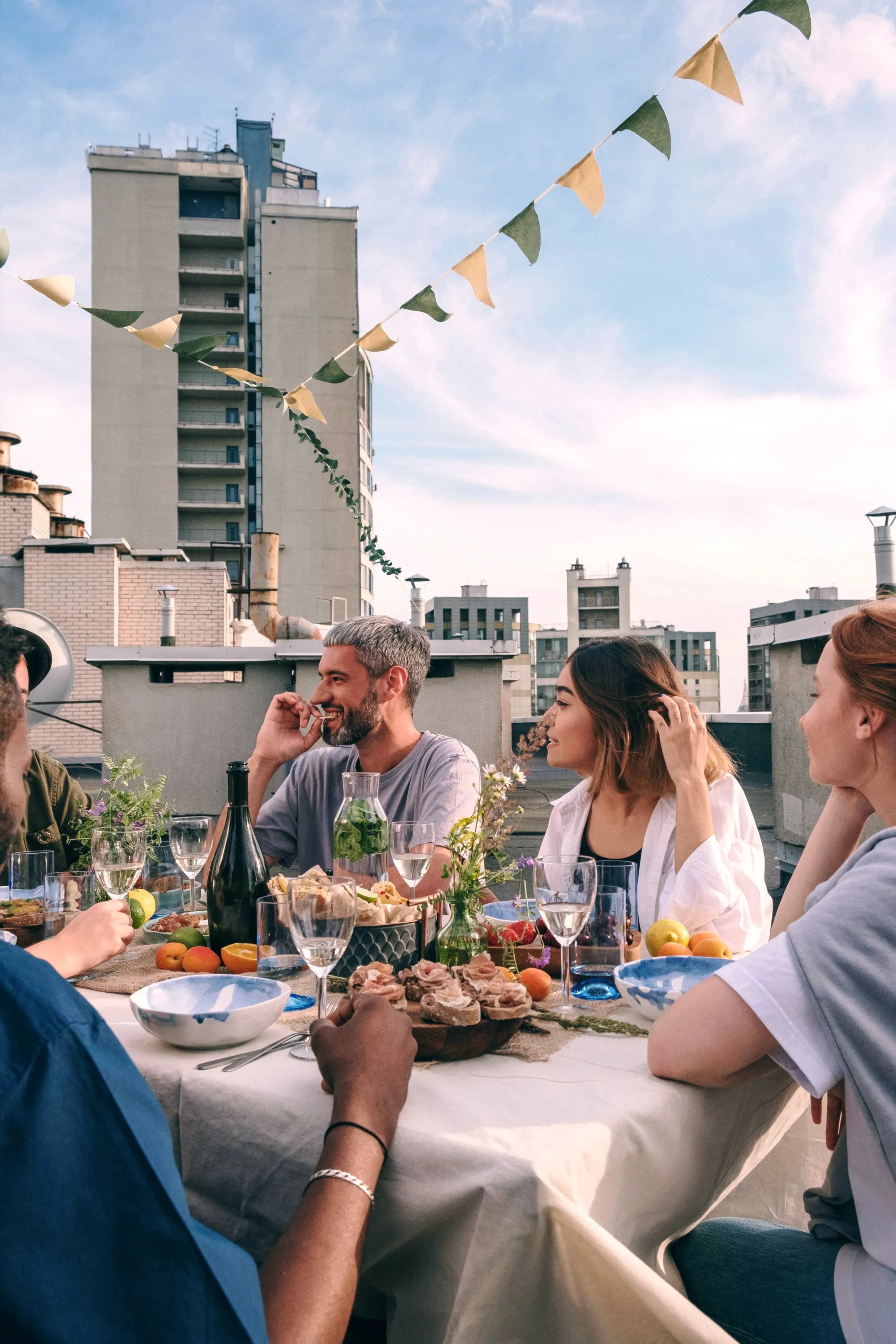 People dining on rooftop terrace